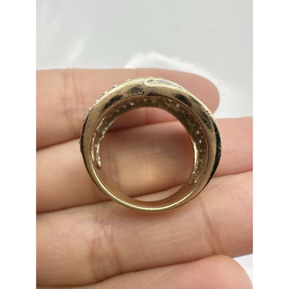 J&T 925 Sterling Silver 14k Gold Vermeil C Z Cross Ring Size 7 - Picture 4 of 7